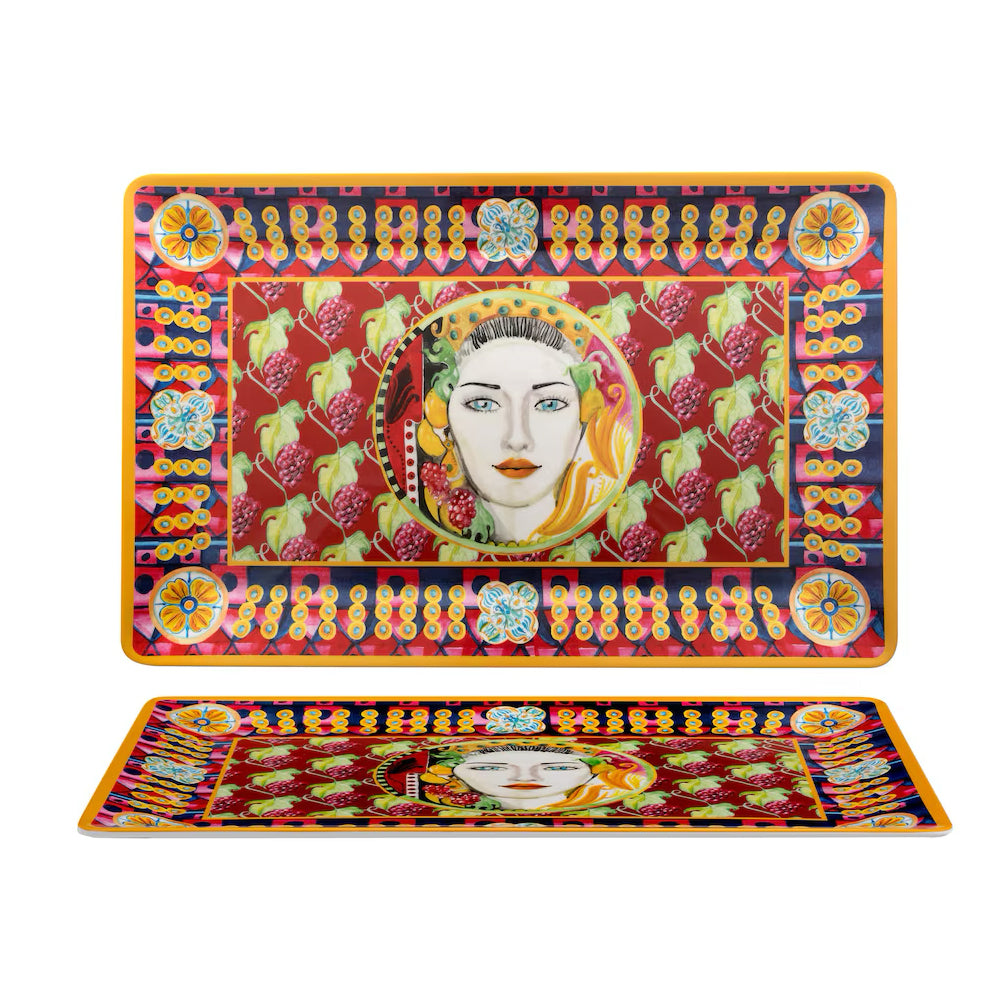 48x31 cm - Caltagirone Rectangular Presentation Tray Plate in Melamine