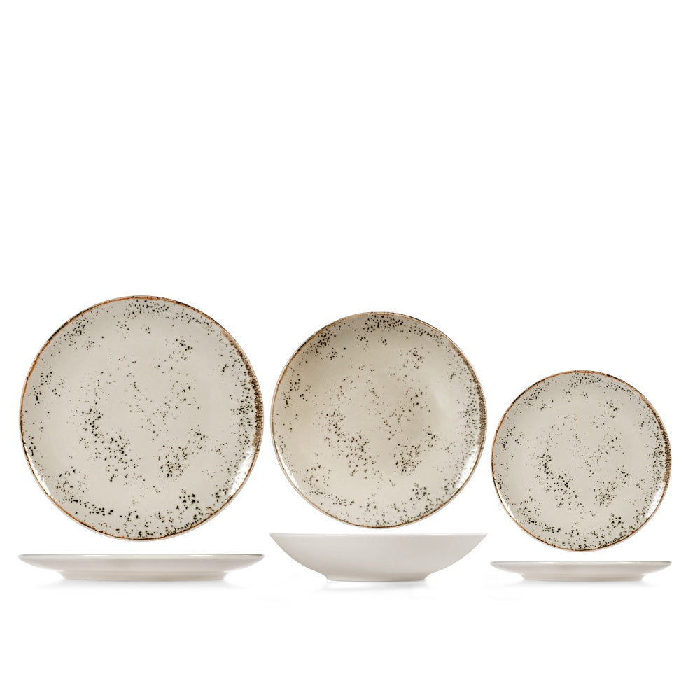 H&H Coupe Planet Servizio Piatti In Stoneware - Set 18 Pz