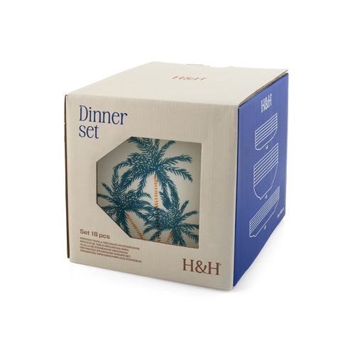 H&H Haiti Tellerservice Aus Steinzeug - Set mit 18 Stück