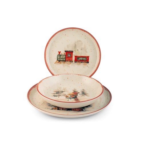 H&H Nordic Santa Express Servizio Piatti In Stoneware Set 18 Pz