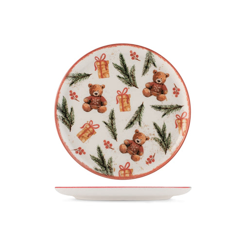 H&H Nordic Teddy Hugs Service de table à décor de Noël en grès set de 18 pièces