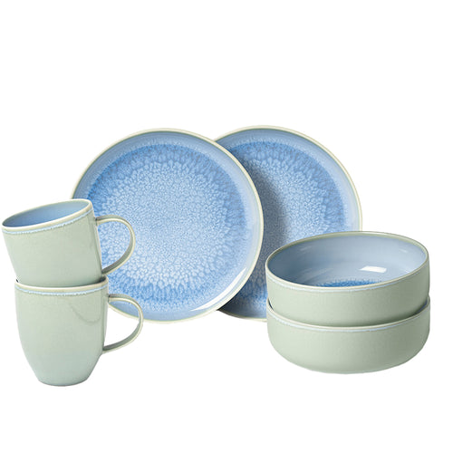 Villeroy & Boch Crafted Blueberry Frühstücksservice Aus Porzellan Set mit 6 Stück