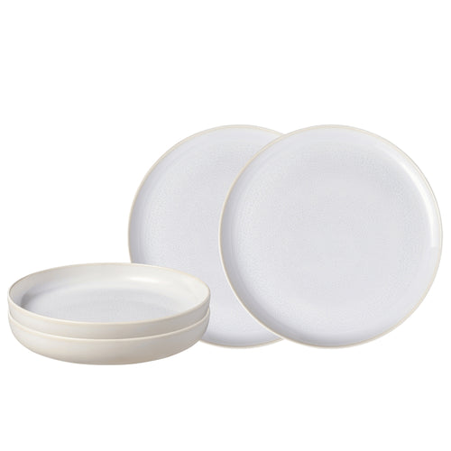 Villeroy & Boch Crafted Cotton Geschirrset aus Porzellan - Set mit 4 Stück