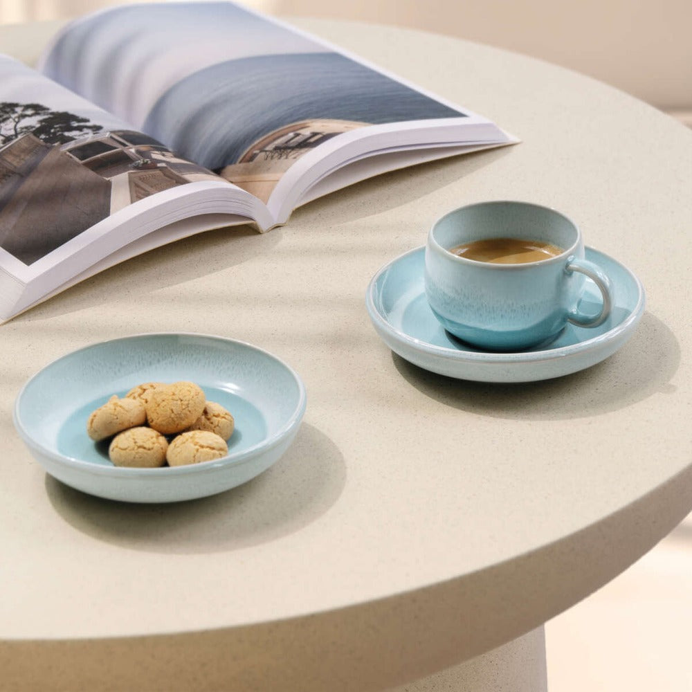 12 cm - Villeroy & Boch Perlemor Aqua Soucoupe tasse espresso en porcelaine premium - Set de 6 pz