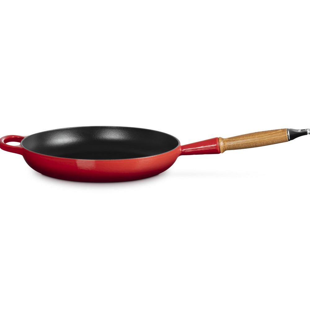 28 cm - Le Creuset Evolution poêle basse en fonte vitrifiée avec manche en bois