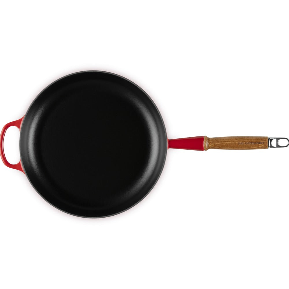 28 cm - Le Creuset Evolution poêle basse en fonte vitrifiée avec manche en bois