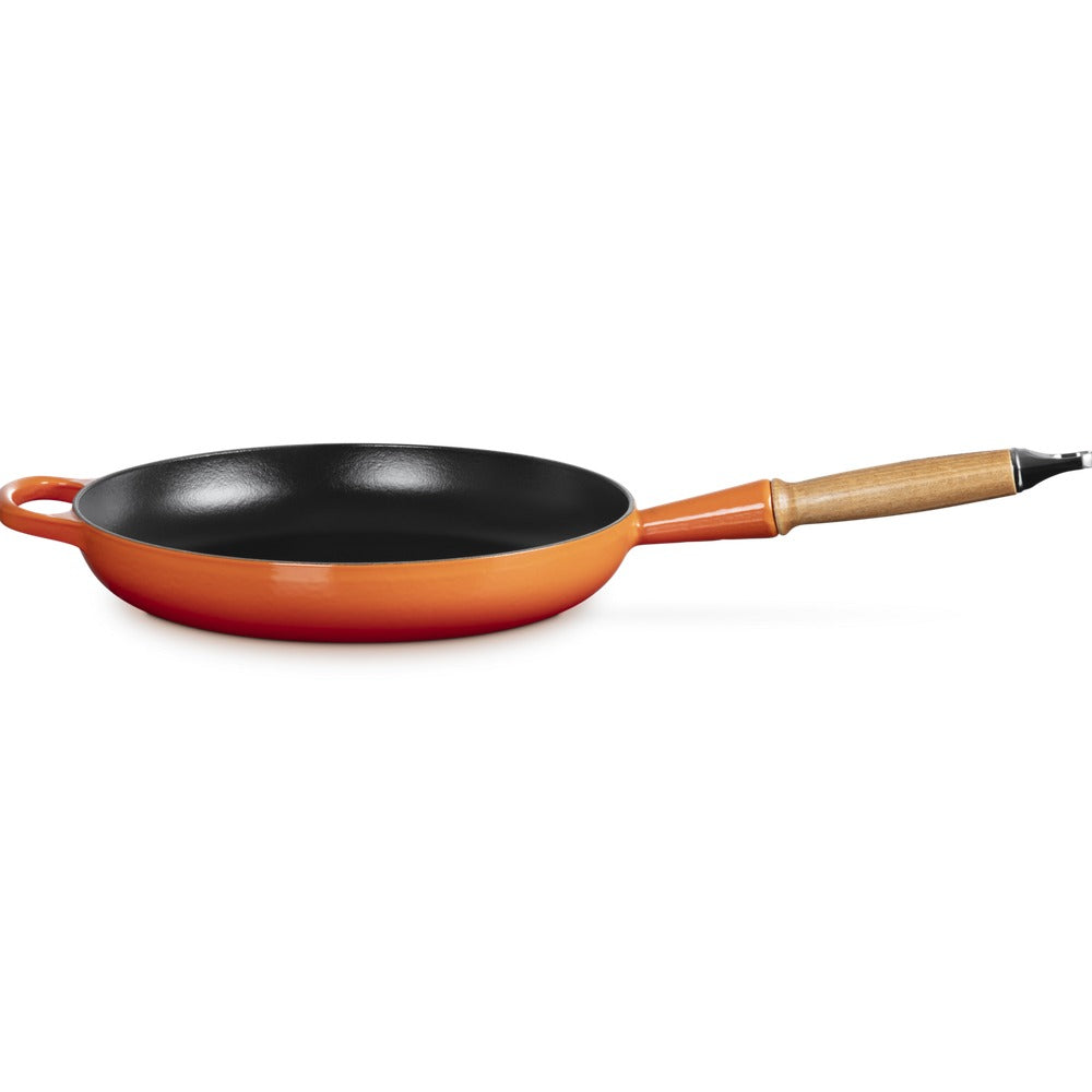 28 cm - Le Creuset Evolution poêle basse en fonte vitrifiée avec manche en bois