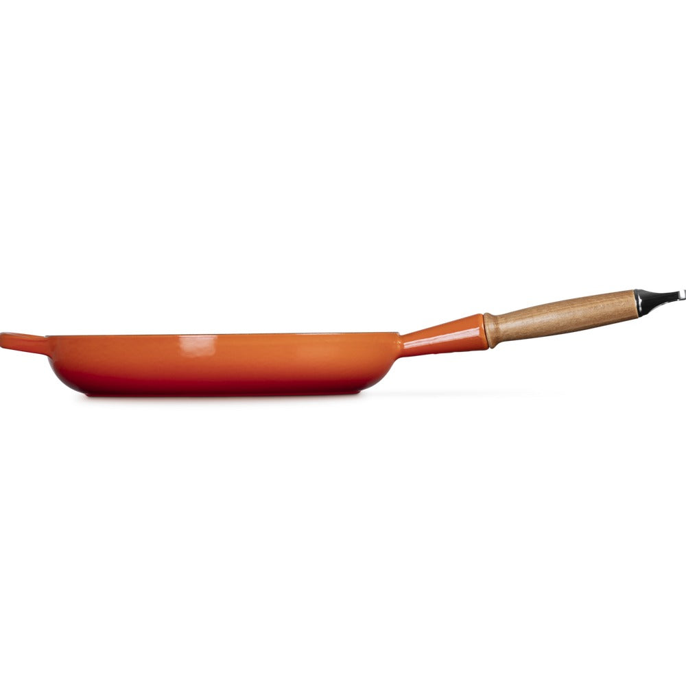 28 cm - Le Creuset Evolution poêle basse en fonte vitrifiée avec manche en bois
