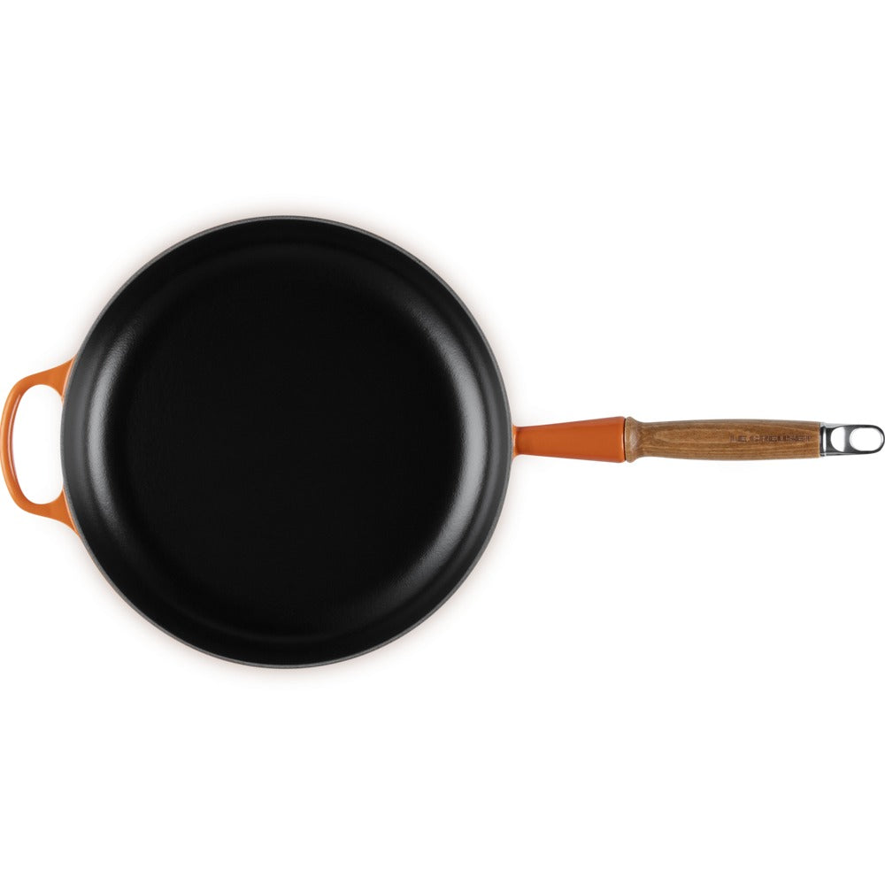 28 cm - Le Creuset Evolution poêle basse en fonte vitrifiée avec manche en bois