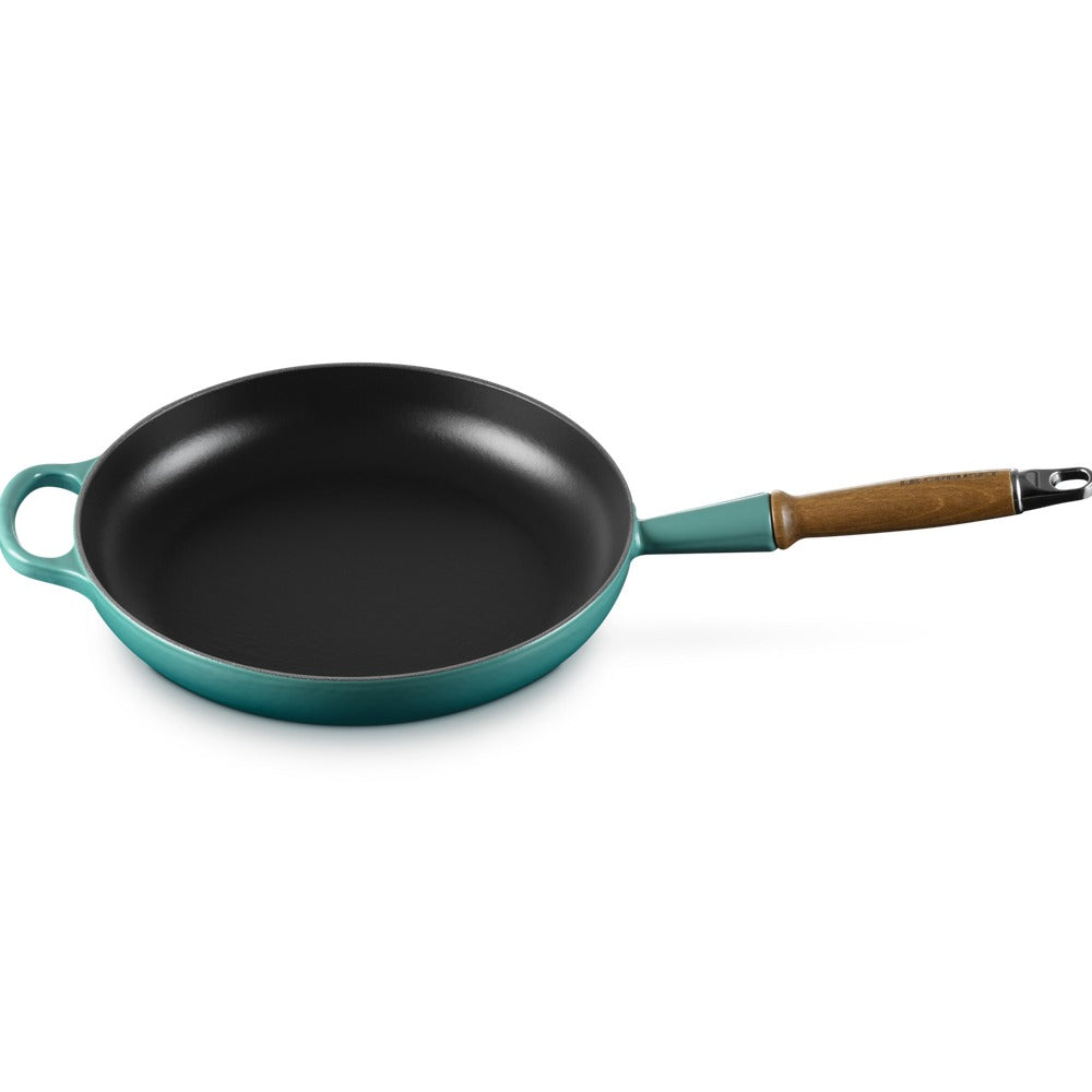 28 cm - Le Creuset Evolution poêle basse en fonte vitrifiée avec manche en bois