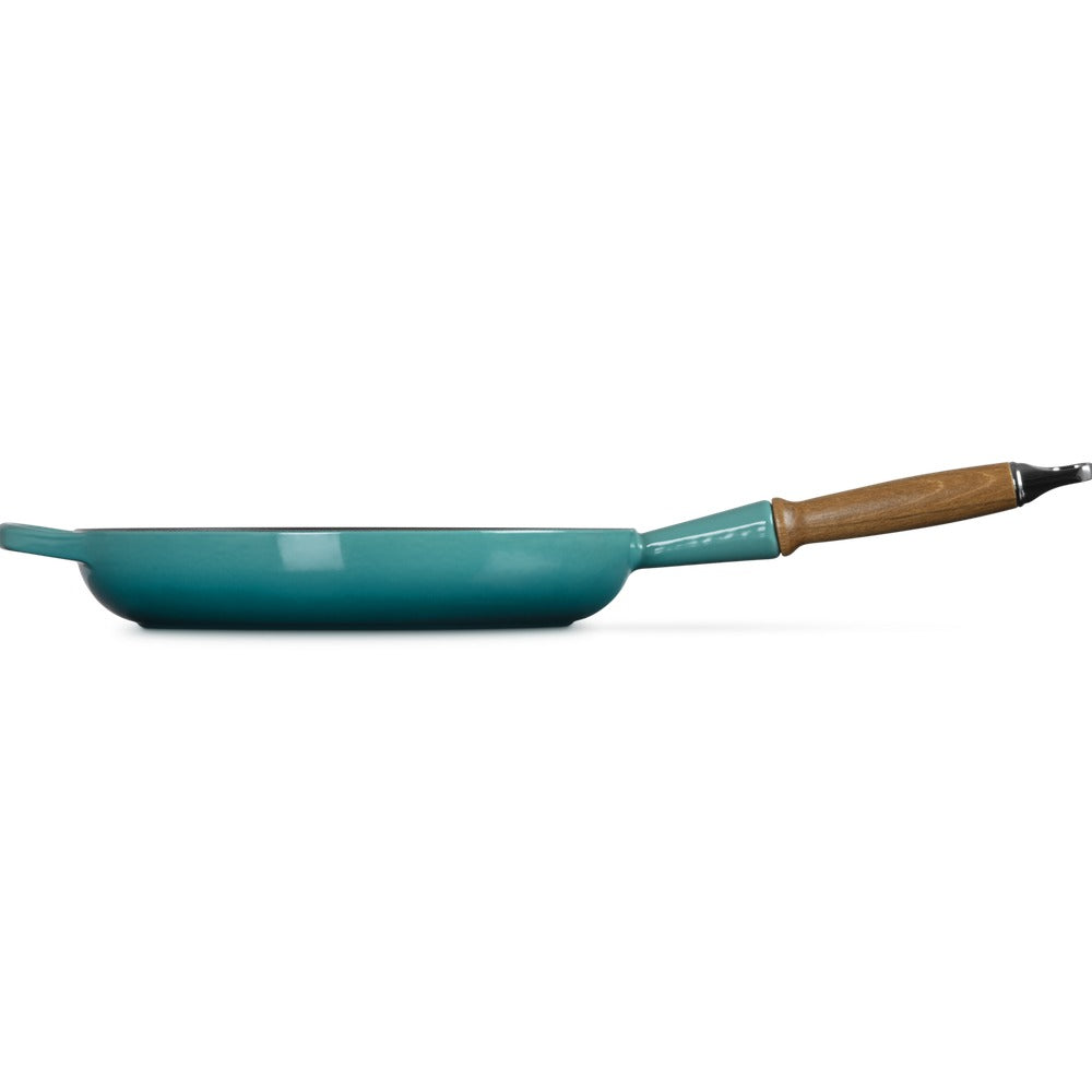 28 cm - Le Creuset Evolution poêle basse en fonte vitrifiée avec manche en bois