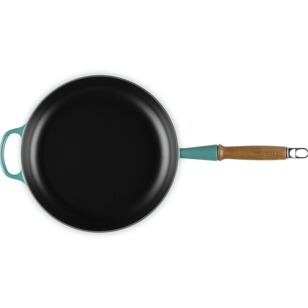 28 cm - Le Creuset Evolution poêle basse en fonte vitrifiée avec manche en bois