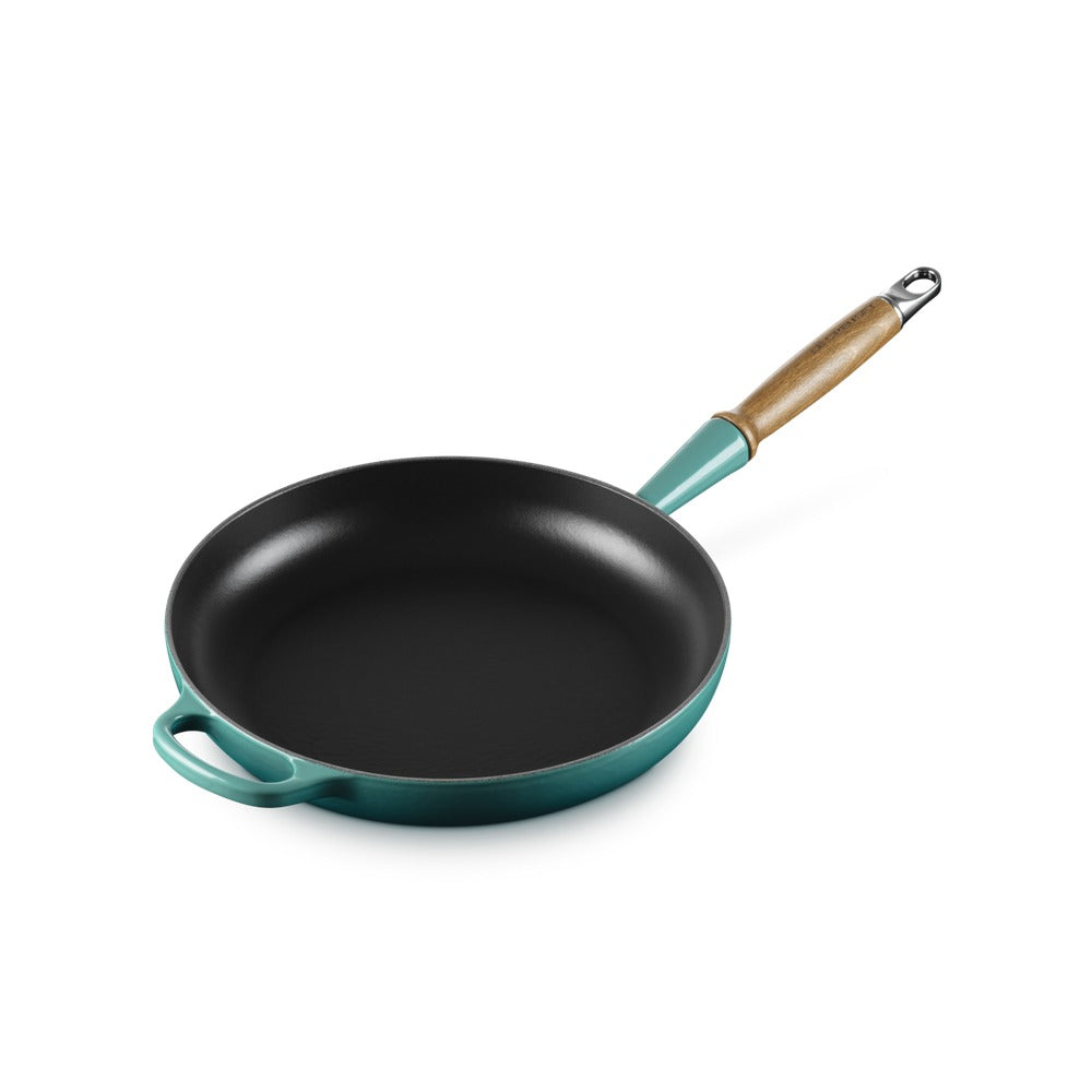 28 cm - Le Creuset Evolution poêle basse en fonte vitrifiée avec manche en bois