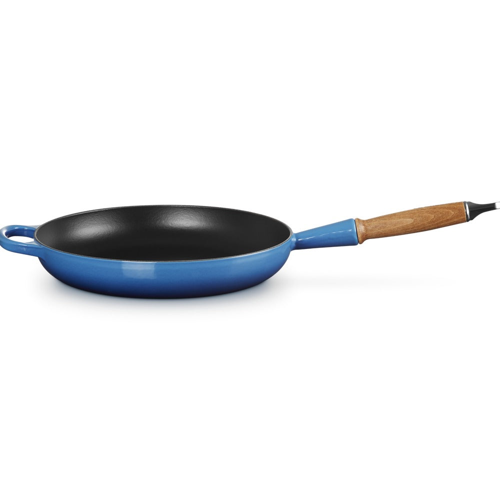 28 cm - Le Creuset Evolution poêle basse en fonte vitrifiée avec manche en bois