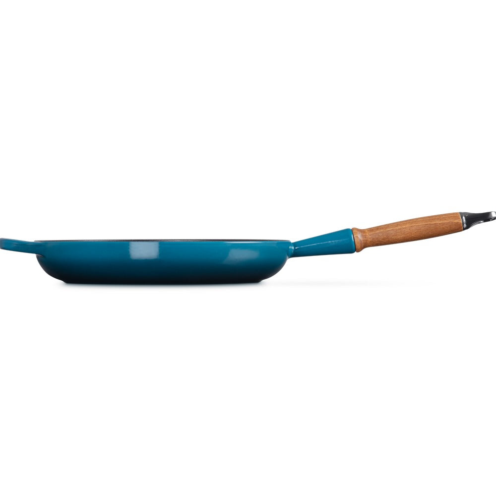 28 cm - Le Creuset Evolution poêle basse en fonte vitrifiée avec manche en bois