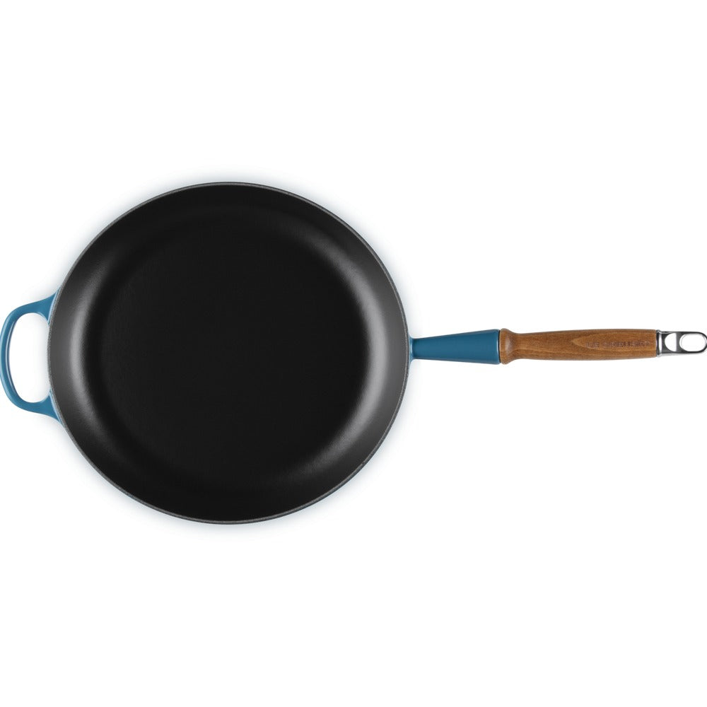 28 cm - Le Creuset Evolution poêle basse en fonte vitrifiée avec manche en bois