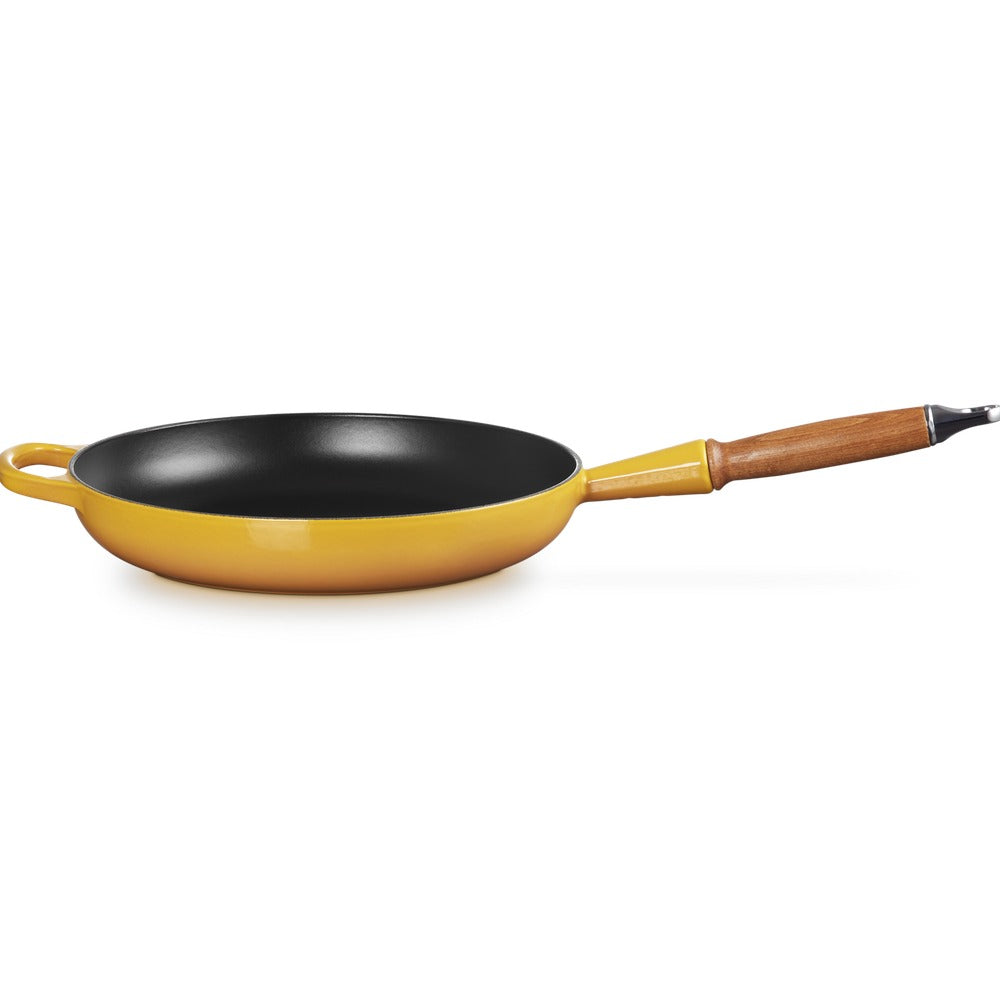 28 cm - Le Creuset Evolution poêle basse en fonte vitrifiée avec manche en bois