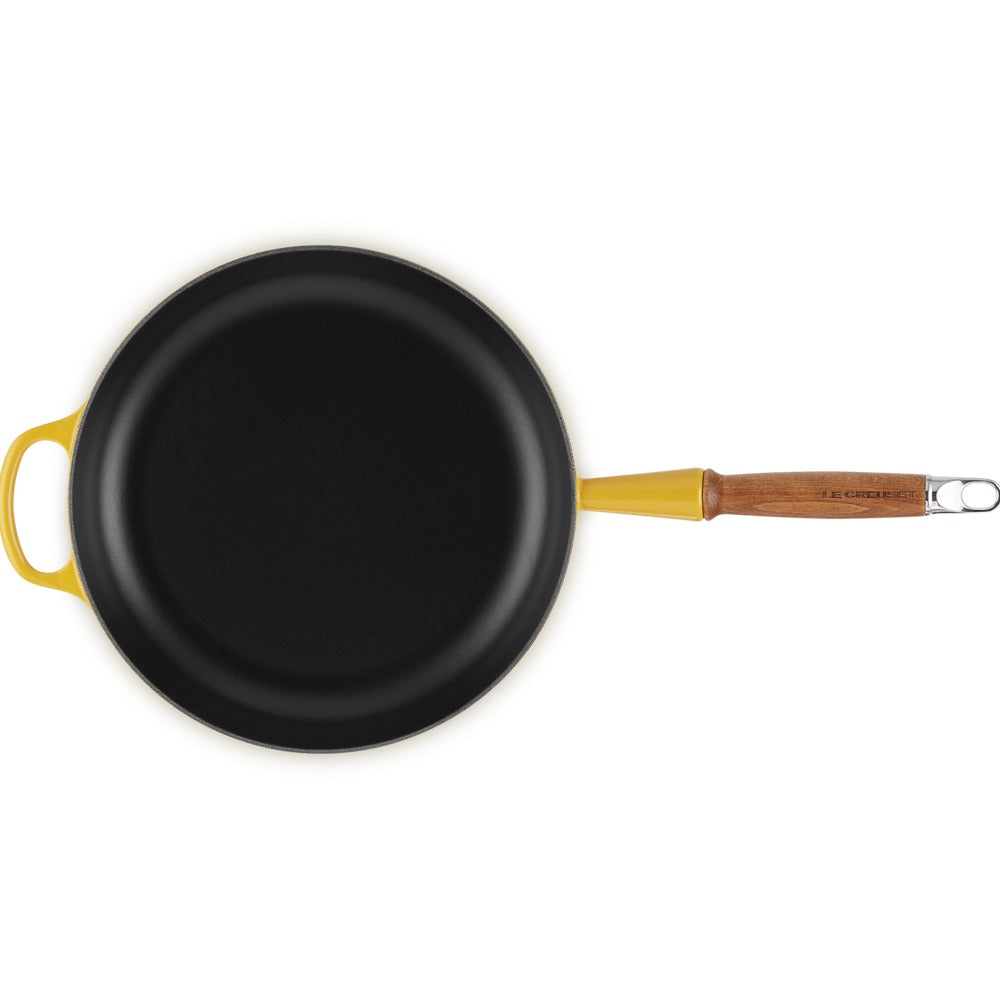 28 cm - Le Creuset Evolution poêle basse en fonte vitrifiée avec manche en bois