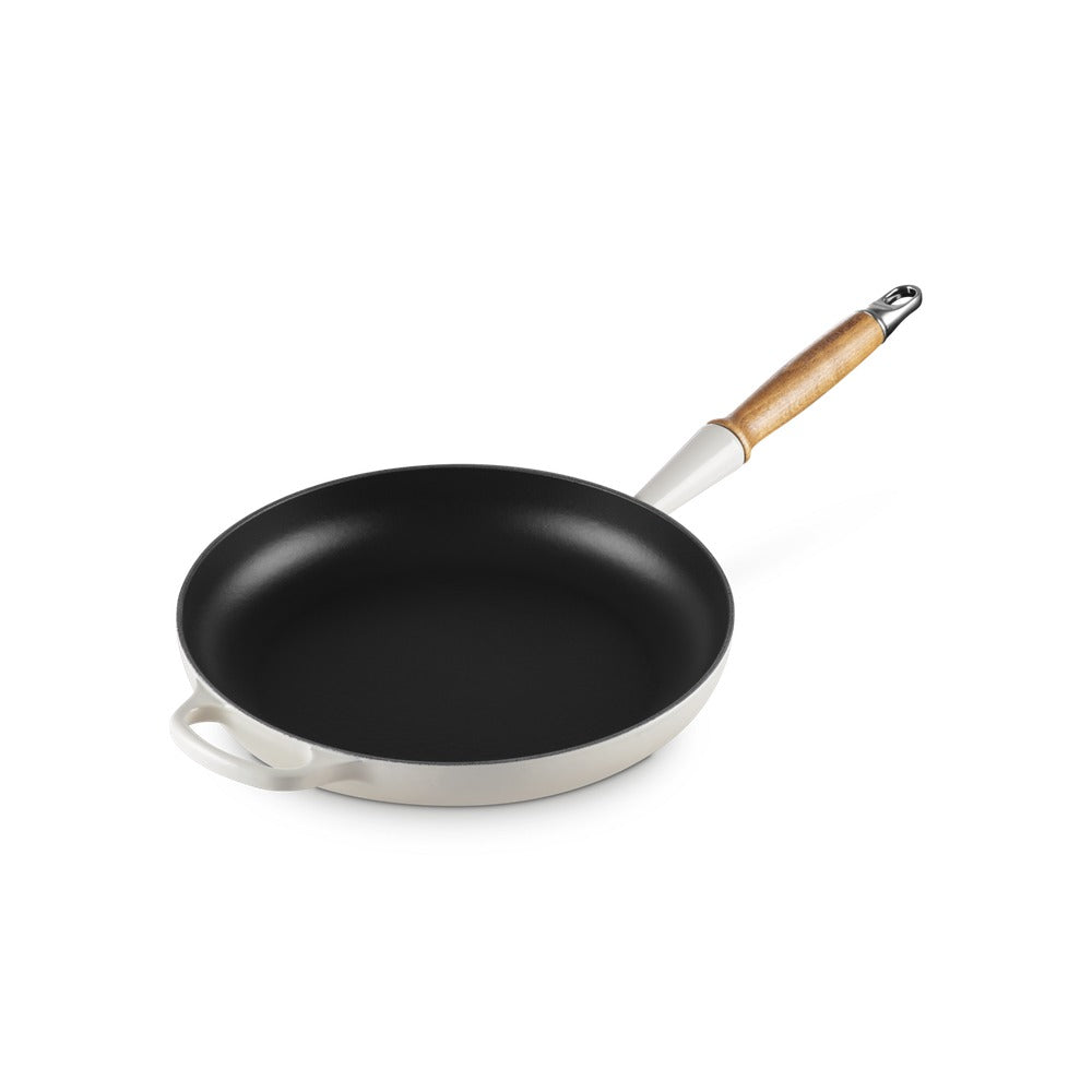 28 cm - Le Creuset Evolution poêle basse en fonte vitrifiée avec manche en bois