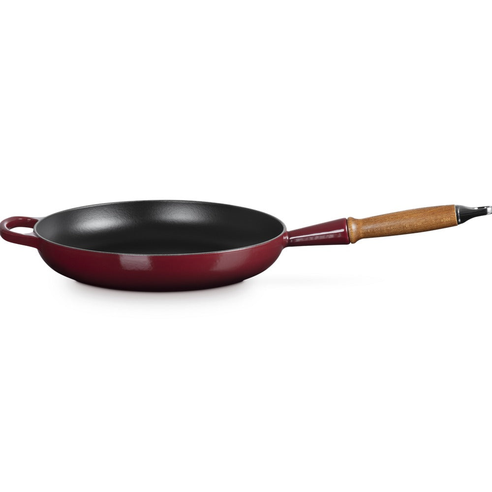 28 cm - Le Creuset Evolution poêle basse en fonte vitrifiée avec manche en bois