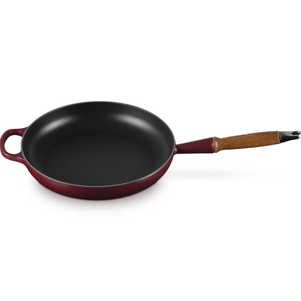 28 cm - Le Creuset Evolution poêle basse en fonte vitrifiée avec manche en bois