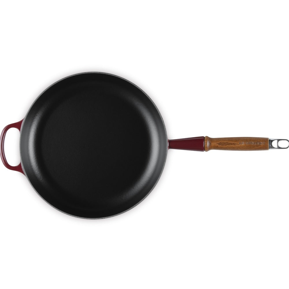 28 cm - Le Creuset Evolution poêle basse en fonte vitrifiée avec manche en bois