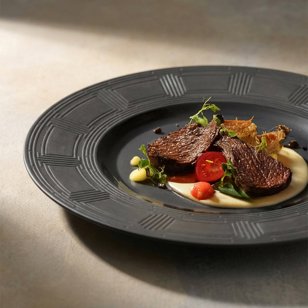 30.5 cm - Essentia Labyrinth Assiette plate en porcelaine Set de 4 pz