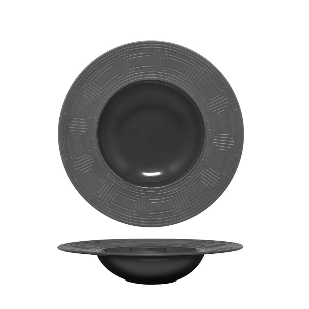 31 cm - Essentia Labyrinth Piatto Fondo Gourmet In Porcellana Set 4 Pz