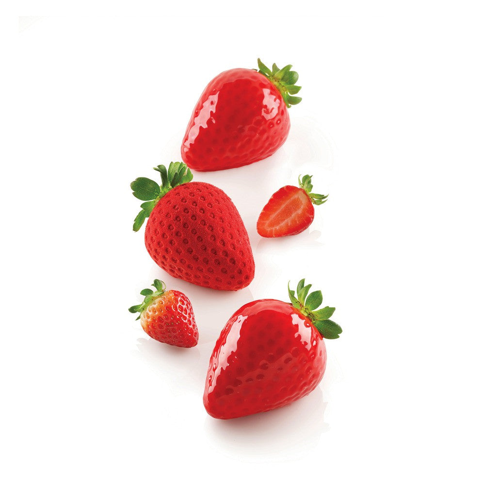 5 Vormen - Silikomart Fragola 120 Realistische Fruit Dessertvorm in Silicone Uitsteker Inbegrepen