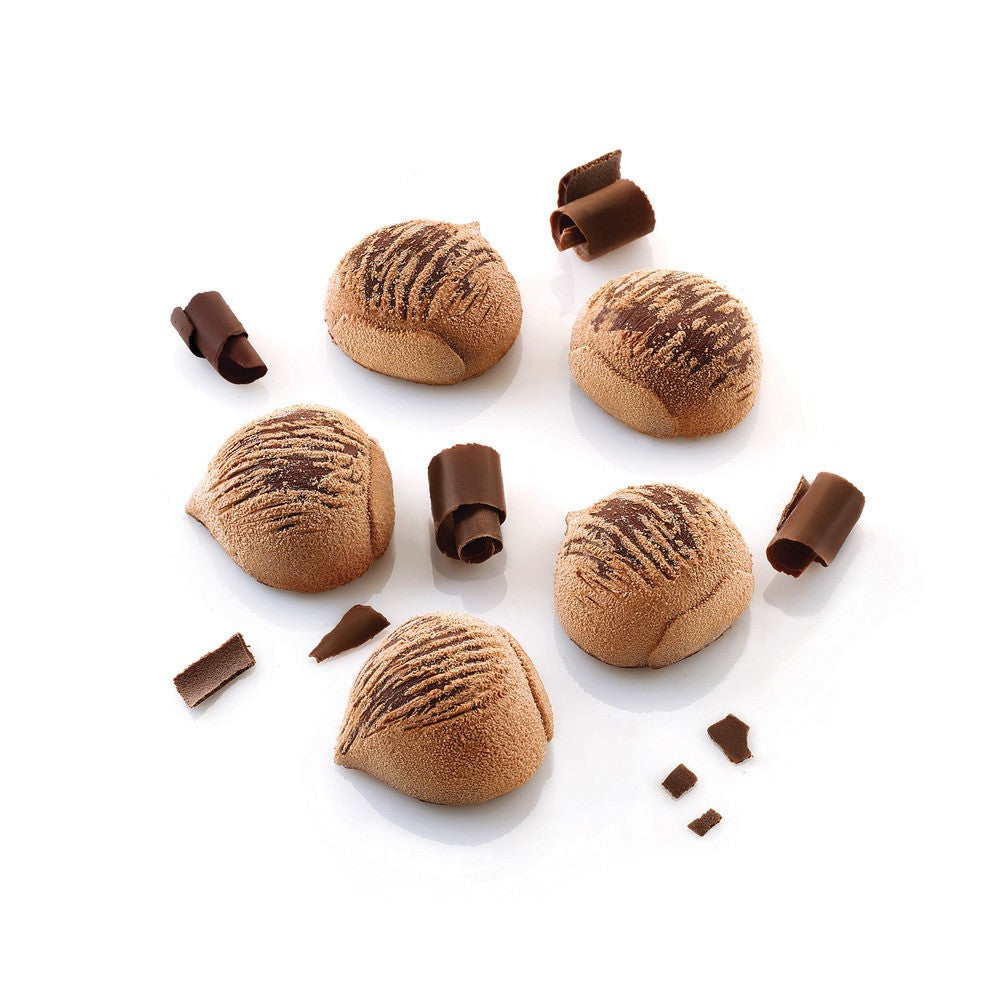 15 holtes - Silikomart Marron Glacè 30 Realistische fruitgebak vorm in silicone cutter inbegrepen