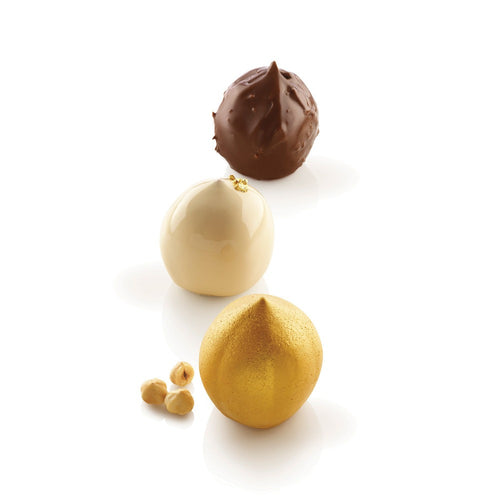 5 Mulden - Silikomart Haselnuss 125 Realistische Fruchtgebäckform aus Silikon Cutter inklusive