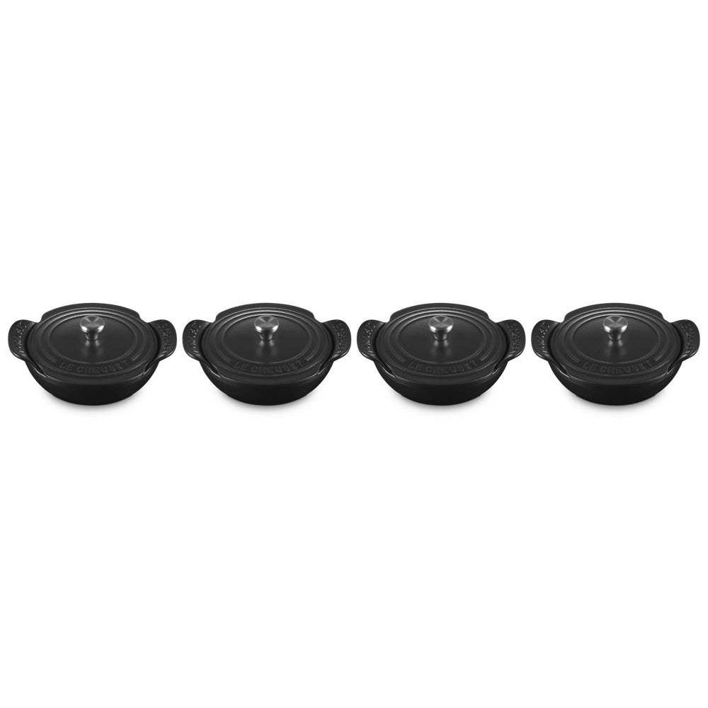 13 cm - Le Creuset Gourmand Mini Pan Met Deksel Set van 4 Stuks