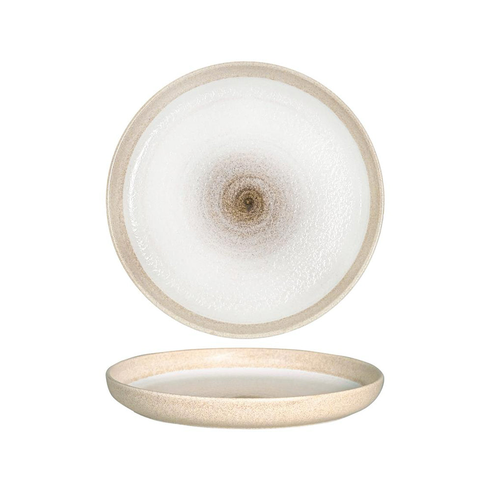 24 cm - Gemscape Sabbia Flat Plate with Nordic Rim in Porcelain Set of 3 Pcs