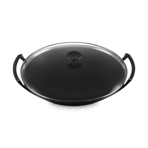 36 cm - Le Creuset Forme Speciali Wok aus glasiertem Gusseisen mit Glasdeckel
