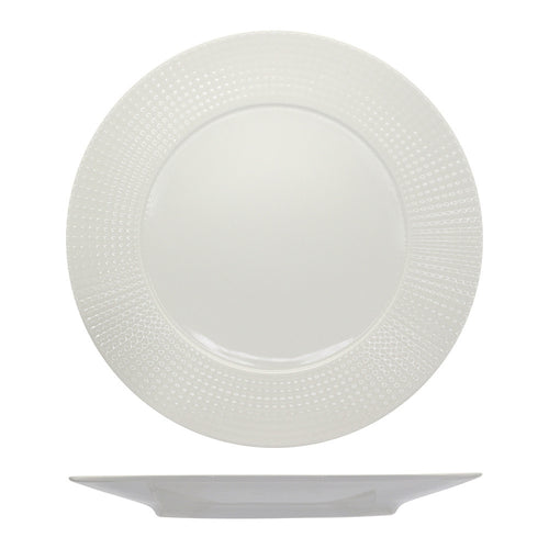 25 cm - Ariane Point Piatto Piano A Falda In Porcellana - Set 12 Pz