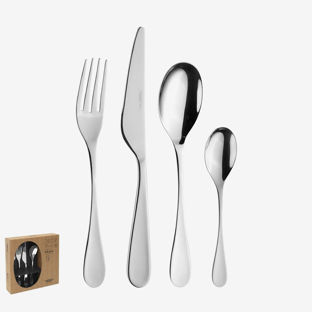 Pintinox Drop Prima Cutlery Set in Stainless Steel - Set of 24 Pcs