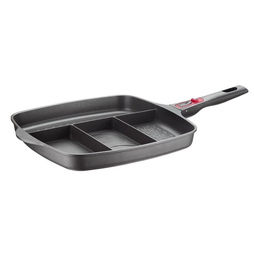 32x32 cm - Pintinox Pro Multipan Poêle Multiusage Antiadhésive En Aluminium Avec Manche Amovible En Bakélite