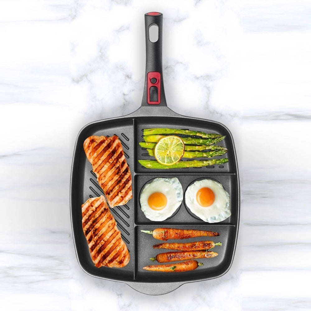 32x32 cm - Pintinox Pro Multipan Multifunctionele Anti-aanbak Aluminium Pan Met Afneembaar Bakeliet Handvat
