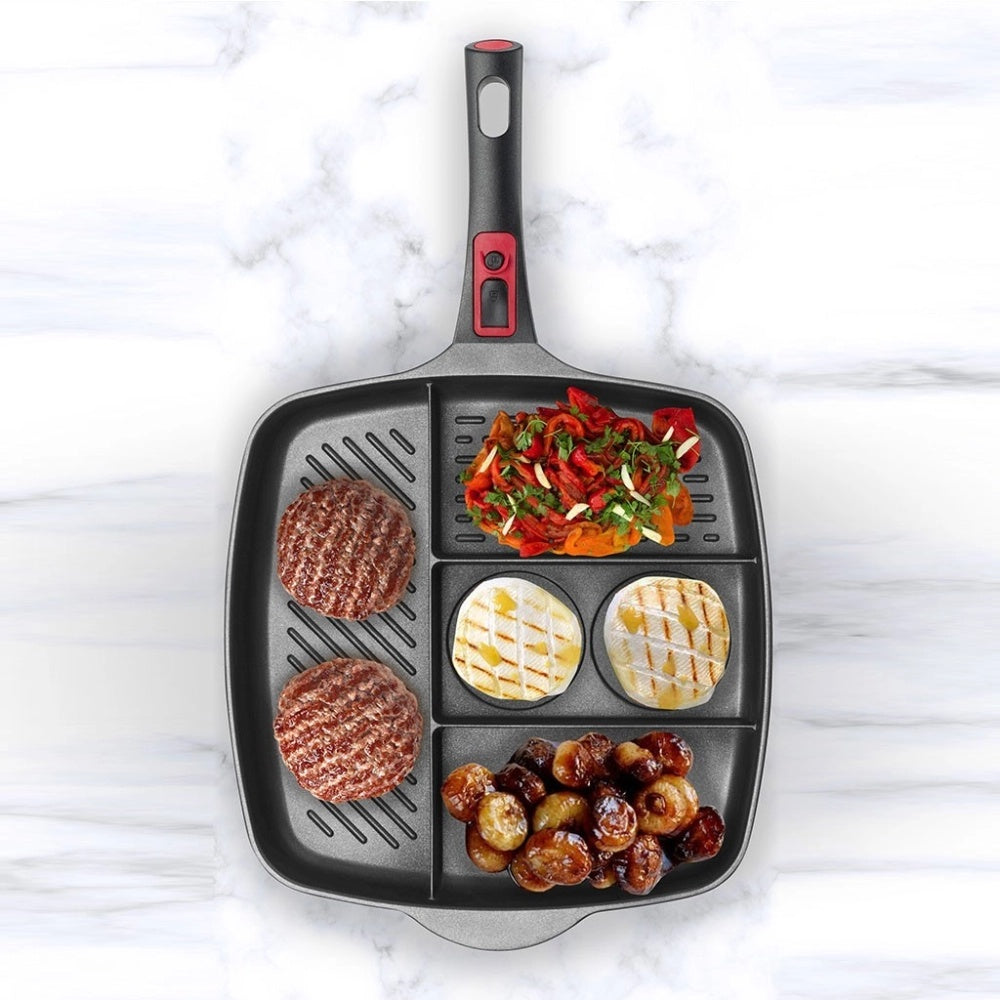 32x32 cm - Pintinox Pro Multipan Multifunctionele Anti-aanbak Aluminium Pan Met Afneembaar Bakeliet Handvat