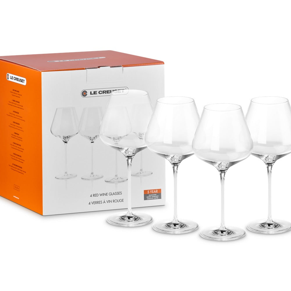 Le Creuset Borgogna Rode Wijnglas in Glas - Set van 4 Stuks