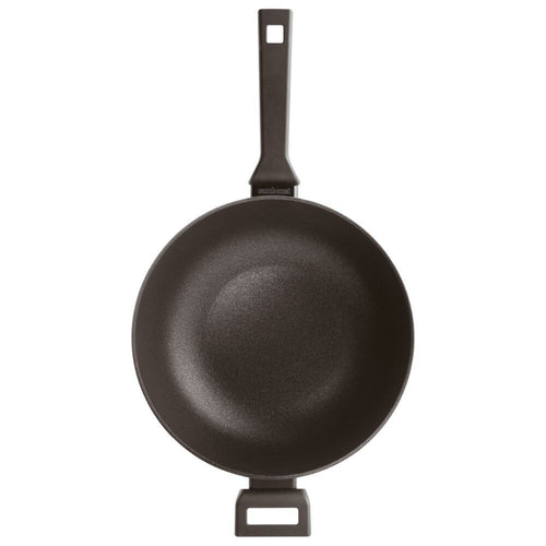30 cm - Sambonet Titan Pro Double Induction Wok Antiaderente In Alluminio Con Coperchio In Vetro