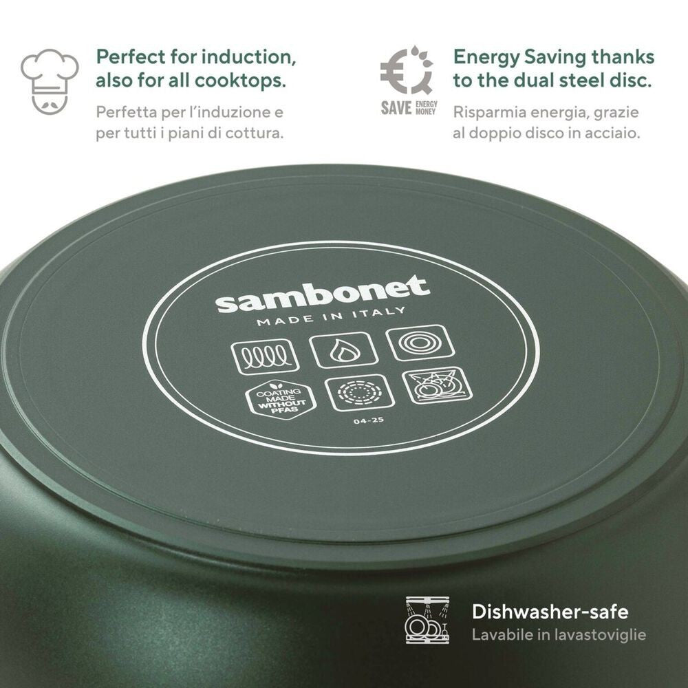 Sambonet Titan Pro Green Casseruola Bassa Antiaderente In Alluminio
