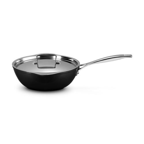 24 cm - Le Creuset Essential Poêle Haute Du Chef Antiadhésive Avec Double Bec Verseur En Aluminium
