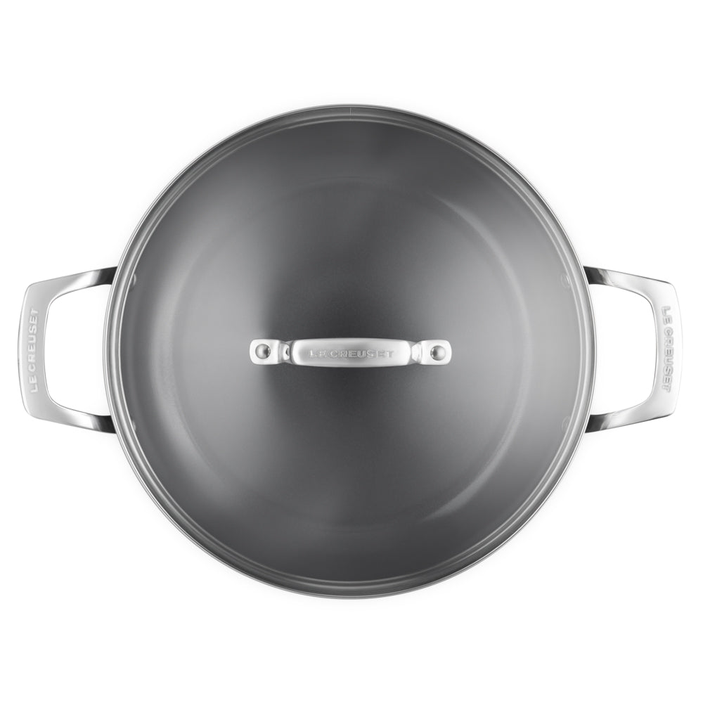 Le Creuset Essential Sauteuse basse en acier inox avec couvercle antiadhésif céramique