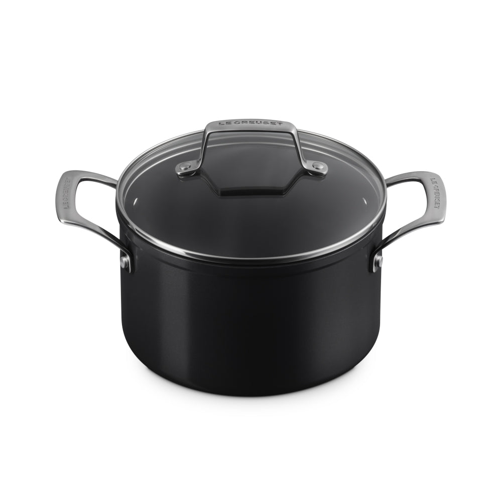 Le Creuset Essential Casserole haute en acier inox avec couvercle antiadhésif céramique