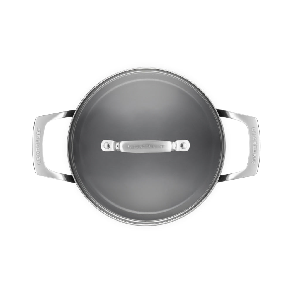 Le Creuset Essential Casserole haute en acier inox avec couvercle antiadhésif céramique