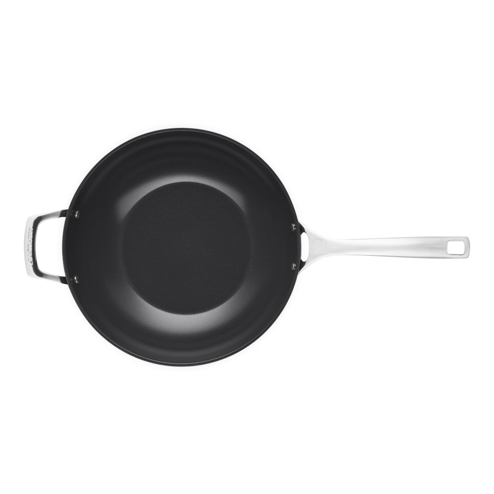30 cm - Le Creuset Essential wok met lange steel en keramische coating van roestvrij staal