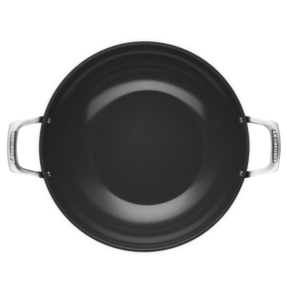 32 cm - Le Creuset Essential Wok Doppia Maniglia Con Rivestimento In Ceramica In Acciaio Inox