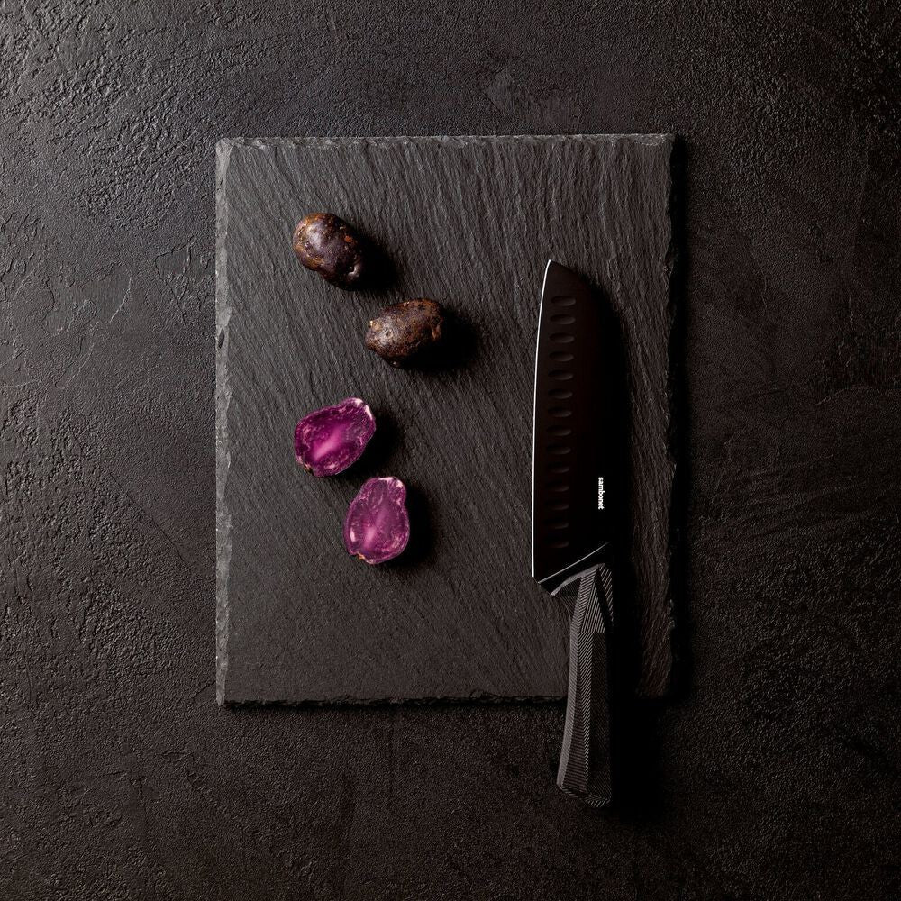 18 cm - Sambonet Black Edge Coltello Cucina Orientale In Acciaio Inox Manico In Nylon