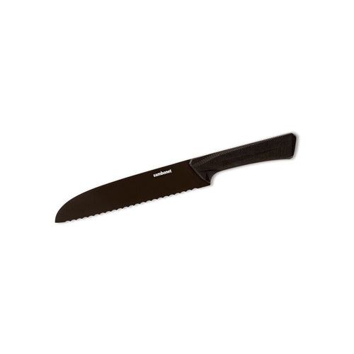 20 cm - Sambonet Black Edge Coltello Pane In Acciaio Inox Manico In Nylon